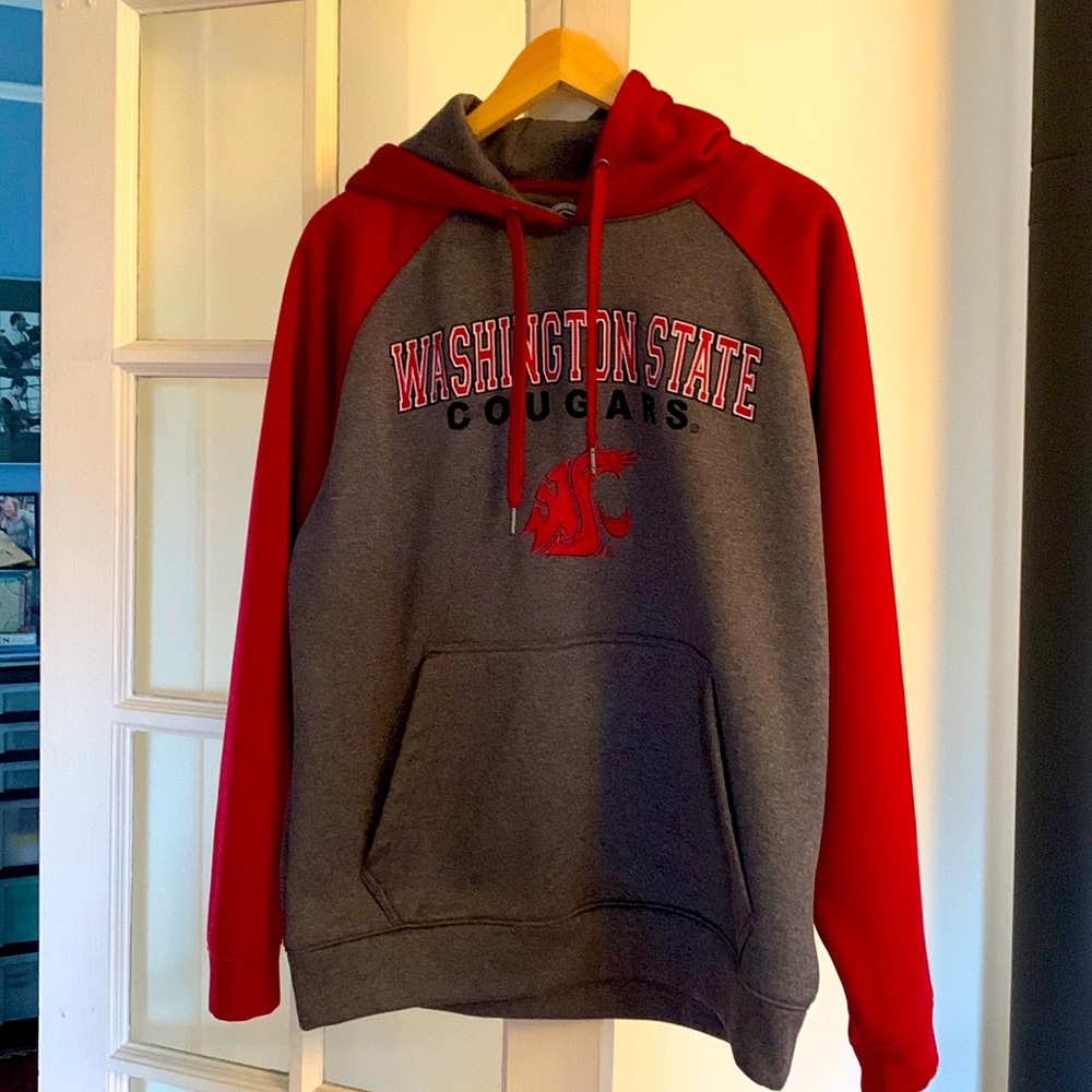 Crimson/Gray WSU COUGS Mens small hooded pullover sweatshirt